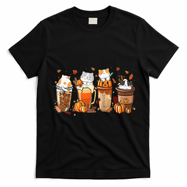Pumpkin Spice Latte Costume For Cats Lover T-Shirt - Black
