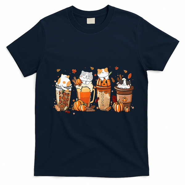 Pumpkin Spice Latte Costume For Cats Lover T-Shirt - Navy Blue