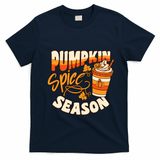 Pumpkin Spice Season Latte Coffee Fall Autumn Funny T-Shirt - Navy Blue