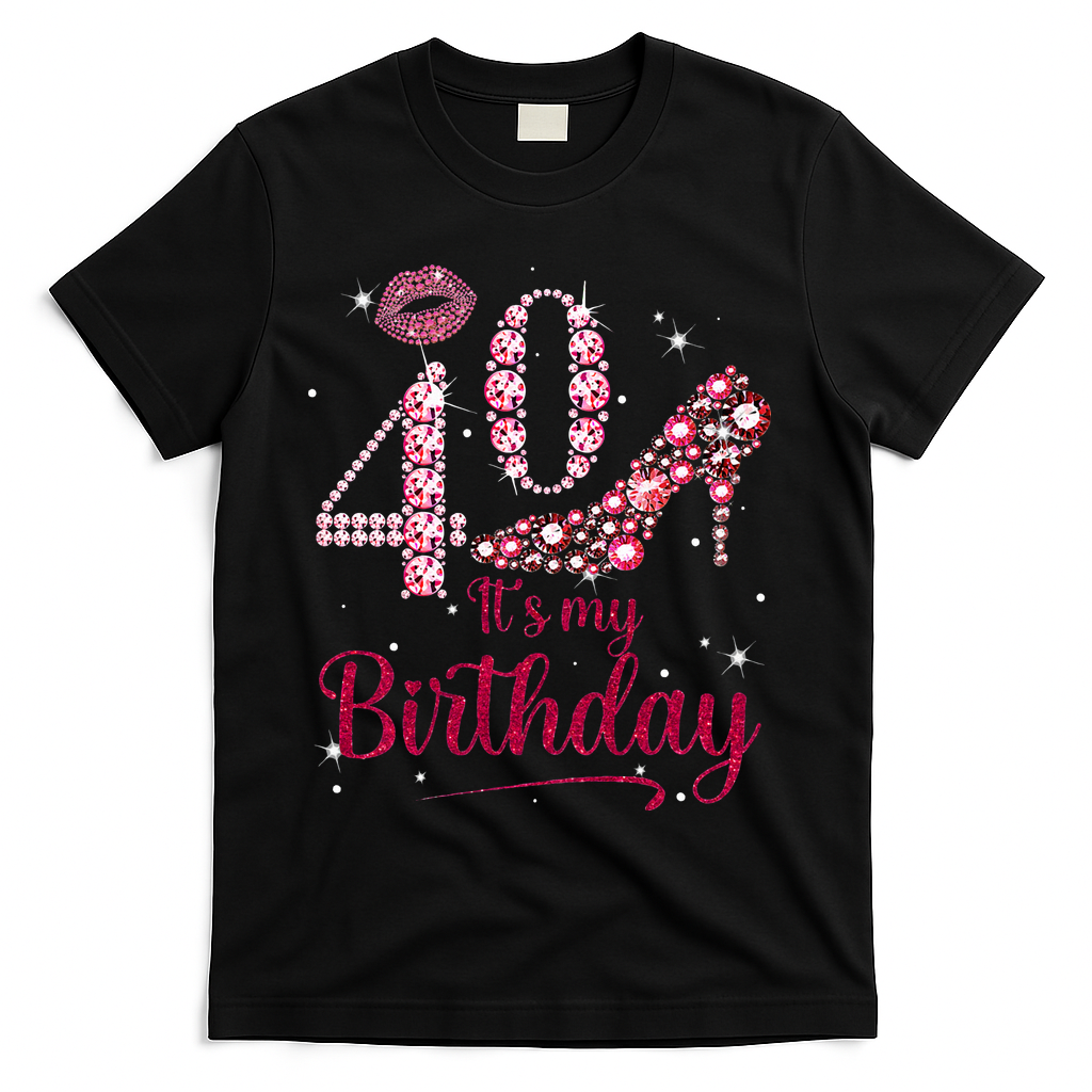 Queen 40 Years Old It's My 40th Birthday Vintage Retro T-Shirt - Black