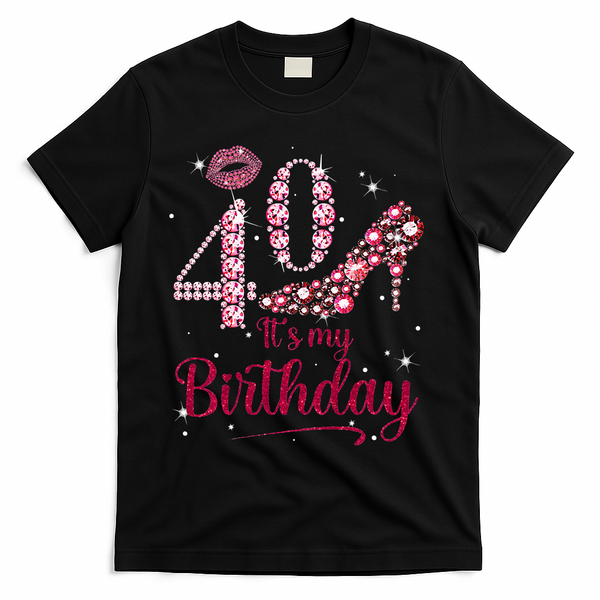 Queen 40 Years Old It's My 40th Birthday Vintage Retro T-Shirt - Black