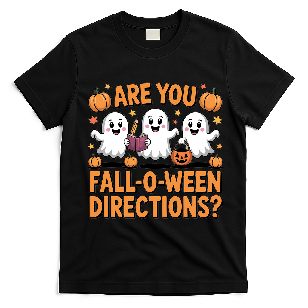 Retro Are You Fall O Ween Directions Teacher Halloween T-Shirt - Black