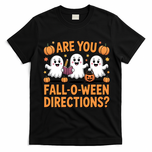 Retro Are You Fall O Ween Directions Teacher Halloween T-Shirt - Black
