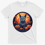 Russian Blue Cat Halloween Pumpkin Love Cats T-Shirt - White