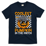 Retro Coolest Pumpkin In The Patch Outfit Halloween T-Shirt - Navy Blue