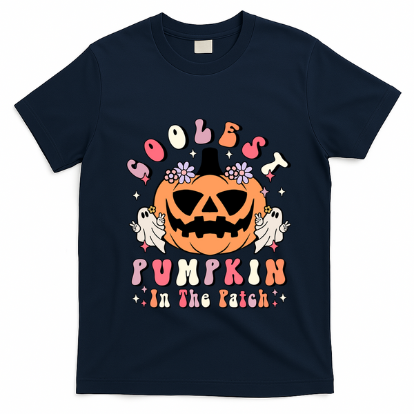 Retro Coolest Pumpkin In The Patch Halloween Gift T-Shirt - Navy Blue