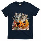 Retro Floral Spooky Season T-Shirt - Navy Blue