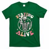 Retro Halloween Skeleton Coffee Mug Groovy Staying Alive Hippie T-Shirt - Irish Green