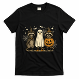 Retro Raccoon Witch Scary Halloween Pumpkin  T-Shirt - Black