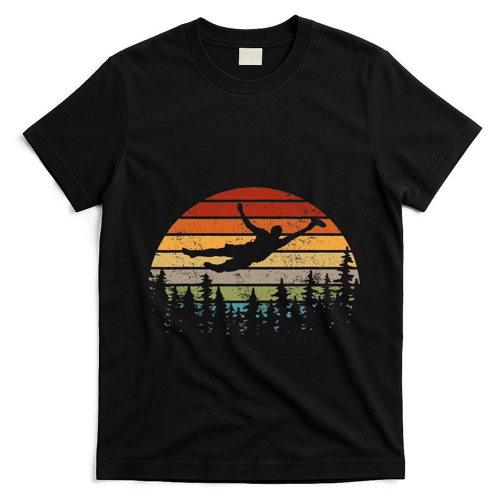 Retro Ultimate Frisbee Player Vintage Flying Disc T-Shirt - Black