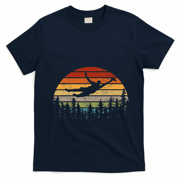 Retro Ultimate Frisbee Player Vintage Flying Disc T-Shirt - Navy Blue