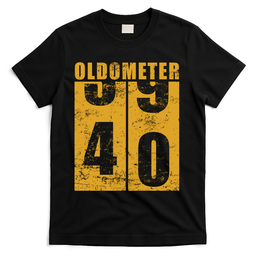 Retro Vintage Oldometer 40 Years Old T-Shirt - Black