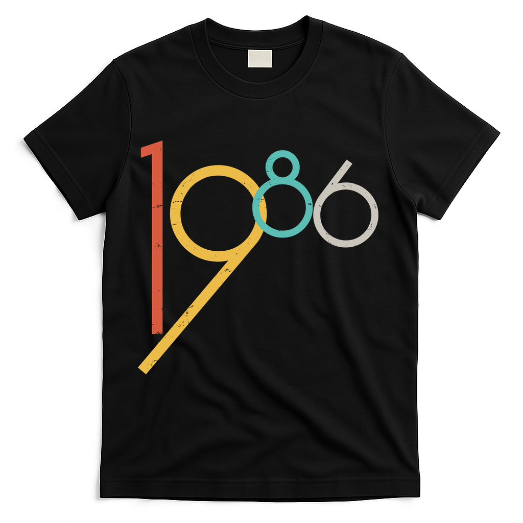 Retro Vintage Style 1986 40th Birthday T-Shirt - Black