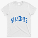 St Andrews Arched Blue Text T-Shirt - White