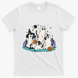 Spooky and Adorable Black Cat Halloween Costumes T-Shirt - White