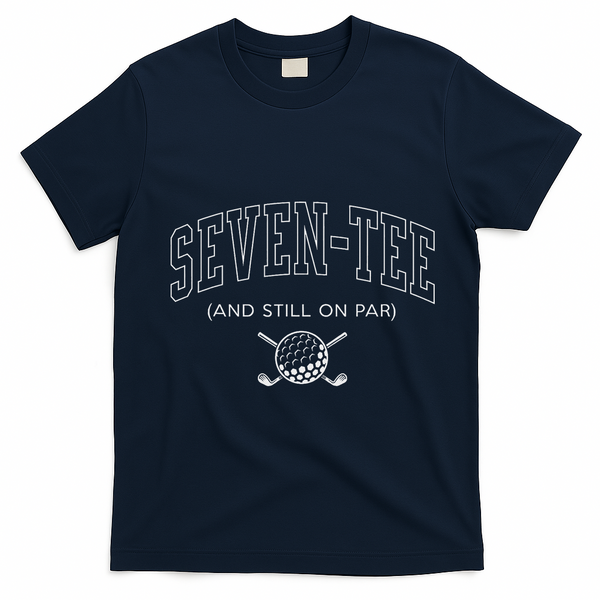 Seven And Still On Par 70th Birthday Golf Father Grand T-Shirt - Navy Blue