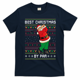 Santa Claus Playing Golf Funny Ugly Christmas Gofl Novelty T-Shirt - Navy Blue