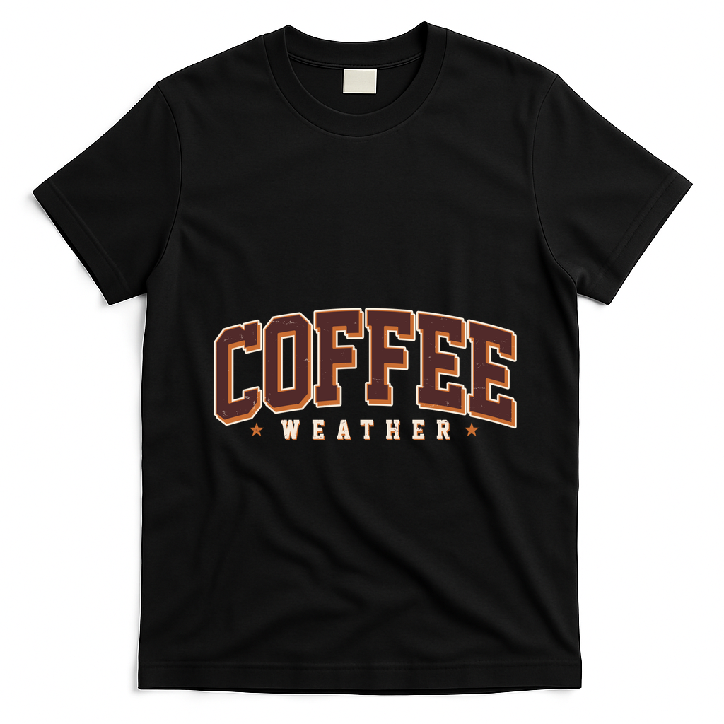 Sporty Coffee Weather Coffee Lover Fall Autumn Fan T-Shirt - Black