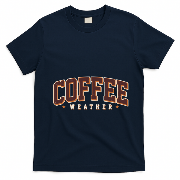 Sporty Coffee Weather Coffee Lover Fall Autumn Fan T-Shirt - Navy Blue
