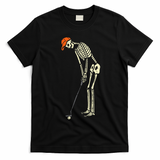 Skeleton Golf Funny Halloween Golfing Sports Golfer T-Shirt - Black