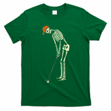 Skeleton Golf Funny Halloween Golfing Sports Golfer T-Shirt - Irish Green