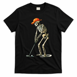 Skeleton Golf Halloween Golfer Golf Player Funny Gift T-Shirt - Black