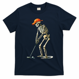 Skeleton Golf Halloween Golfer Golf Player Funny Gift T-Shirt - Navy Blue