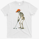 Skeleton Golf Halloween Golfer Golf Player Funny Gift T-Shirt - White