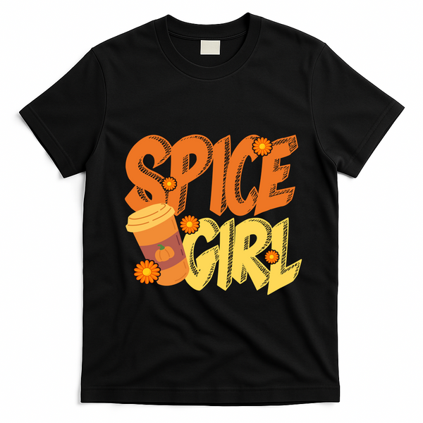 Spice Girl Pumpkin Coffee Lover Fall T-Shirt - Black