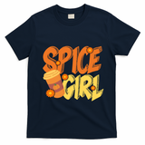 Spice Girl Pumpkin Coffee Lover Fall T-Shirt - Navy Blue