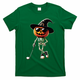 Skeleton Golf Pumpkin Golfing Golfer Halloween Costume Idea T-Shirt - Irish Green