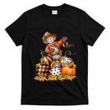 Scarecrow Happy Fall Y'all Pumpkin Thanksgiving Halloween T-Shirt - Black