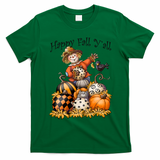 Scarecrow Happy Fall Y'all Pumpkin Thanksgiving Halloween T-Shirt - Irish Green