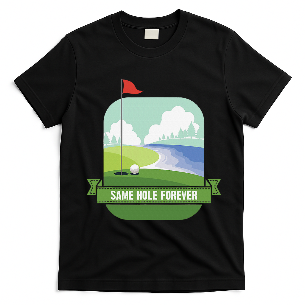Same Hole Forever Funny Golf Bachelor Party Pre Wedding T-Shirt - Black