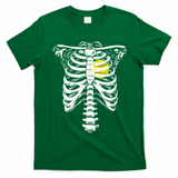 Softball Heart Skeleton Rib Cage Halloween Love Softball T-Shirt - Irish Green
