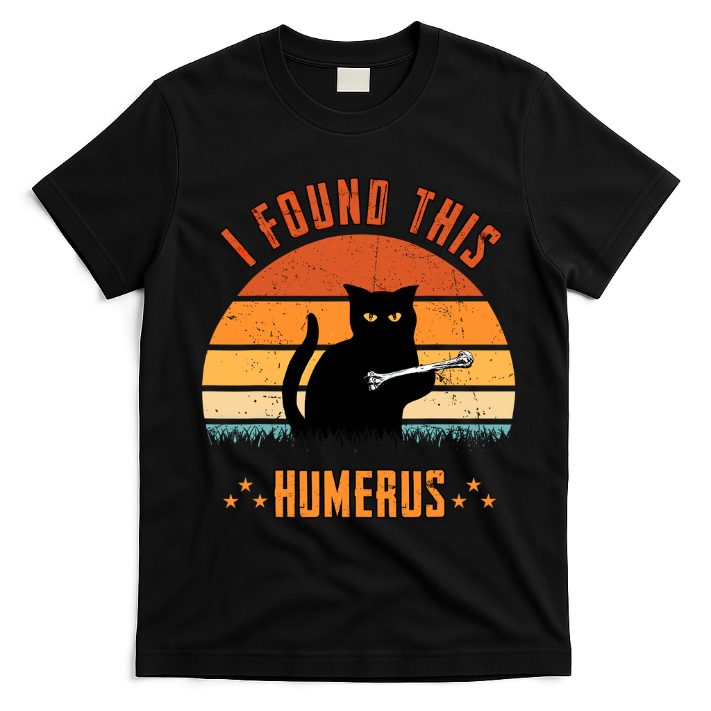 Scary I Found This Humerus Cat Black Humorous T-Shirt - Black