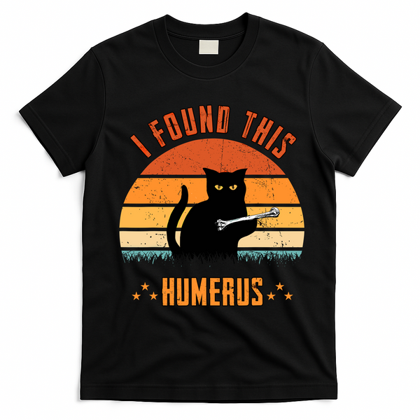 Scary I Found This Humerus Cat Black Humorous T-Shirt - Black