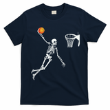Skeleton Playing Basketball Halloween Costume Boy Kids T-Shirt - Navy Blue