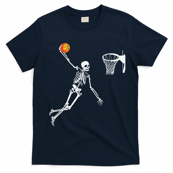 Skeleton Playing Basketball Halloween Costume Boy Kids T-Shirt - Navy Blue