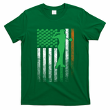 St PatrickS Day Irish American Flag Golf Golfer Golfing Gift T-Shirt - Irish Green