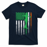 St PatrickS Day Irish American Flag Golf Golfer Golfing Gift T-Shirt - Navy Blue