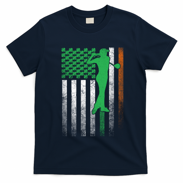 St PatrickS Day Irish American Flag Golf Golfer Golfing Gift T-Shirt - Navy Blue