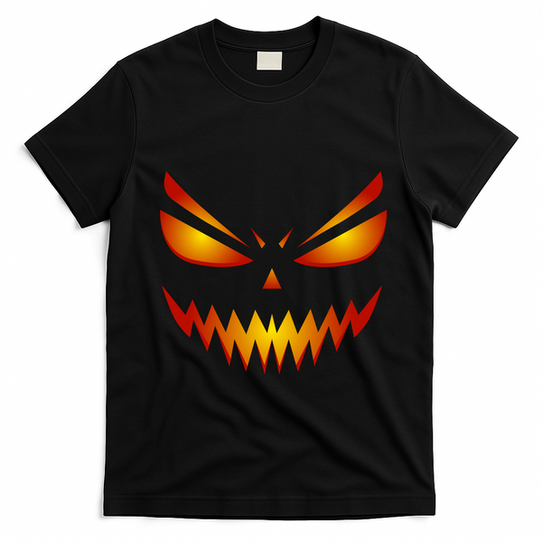 Spooky Pumpkin Face Halloween T-Shirt - Black
