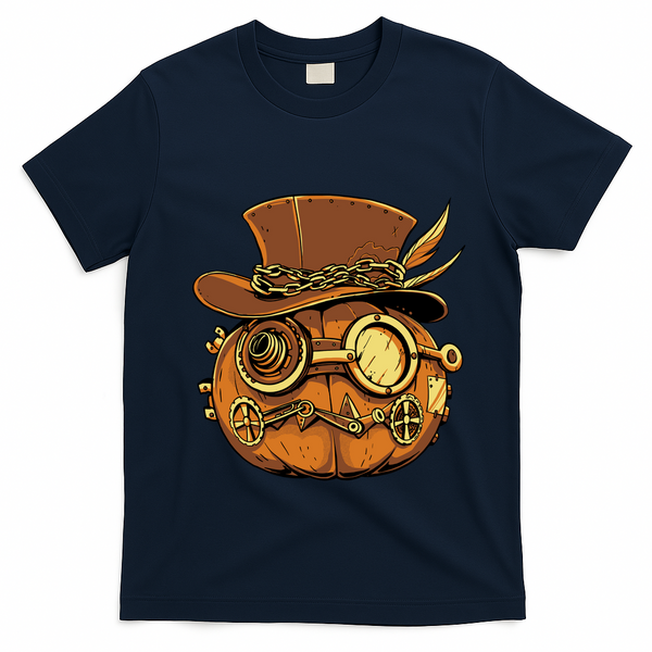 Steampunk Pumpkin Halloween T-Shirt - Navy Blue