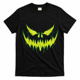 Scary Pumpkin Jack O Lantern Face Halloween T-Shirt - Black