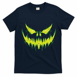 Scary Pumpkin Jack O Lantern Face Halloween T-Shirt - Navy Blue