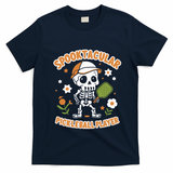 Spooktacular Pickleball Player Ghost Pumpkin Cute Gift T-Shirt - Navy Blue