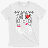 Skeleton Pregnancy Twins XRay Pregnant Halloween T-Shirt - White