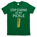 Stop Staring At My Pickle Dirty Halloween Costume Idea T-Shirt - Irish Green