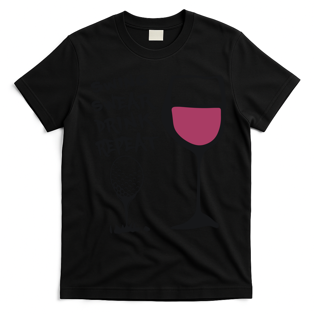 Swing Swear Drink Repeat Golf & Wine Wome T-Shirt - Black